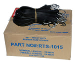 15" Rubber Tarp Straps with S-Hooks Attached (50 per Box)  | Tarping-Systems-Inc.
